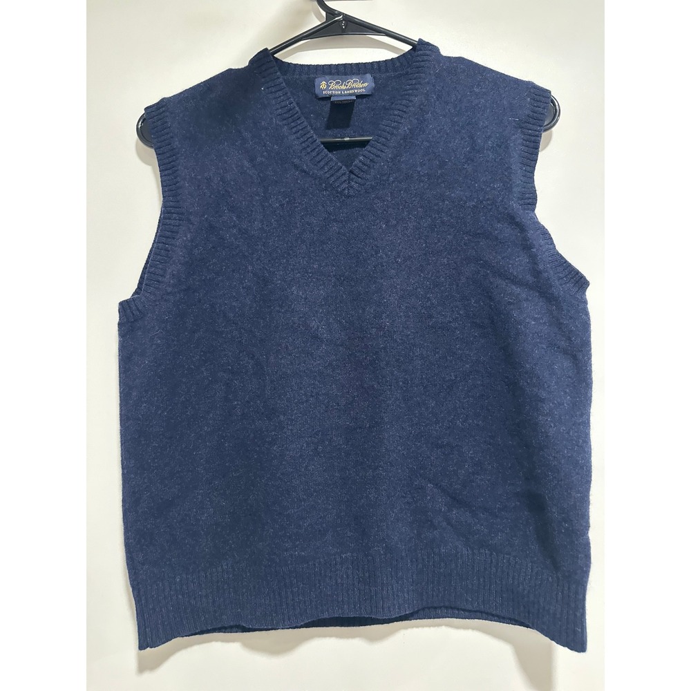 Brooks Brothers Preppy V-Neck Sweater Sz:S Navy Blue Scottish Lambswool